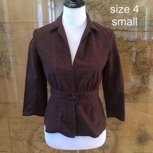 Max Studio Brown Cotton Button Up Collared Shirt Blazer Top Size 4